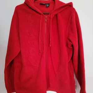 Womens XL red hooded zip fleece
